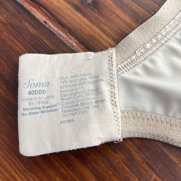 Soma Stunning Support No Shoe Minimizer underwire lace detail bra sz 40DDD - Picture 6 of 6